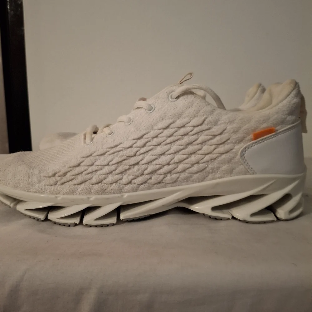Sporty White With Red Lettering Men's Athletic Sneakers